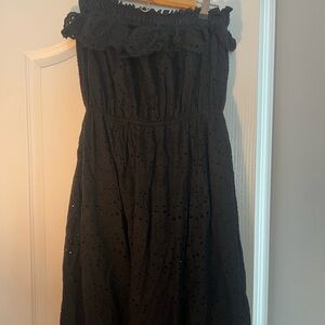 Strapless Black Eyelet Dress